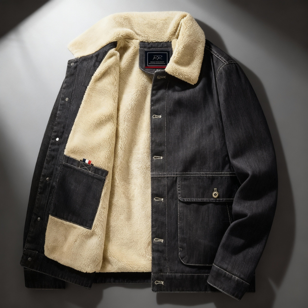 Men's Fleece-Lined Denim Jacket Black
