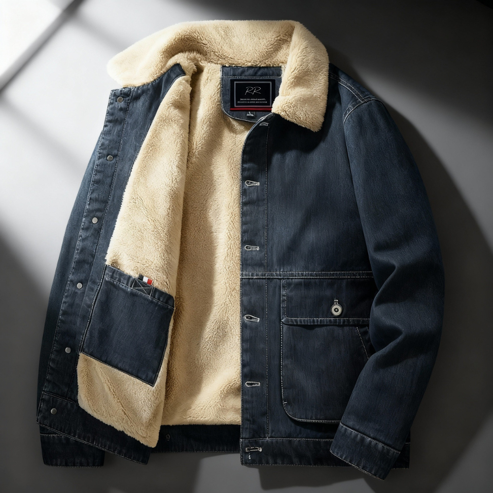Men's Fleece-Lined Denim Jacket Blue