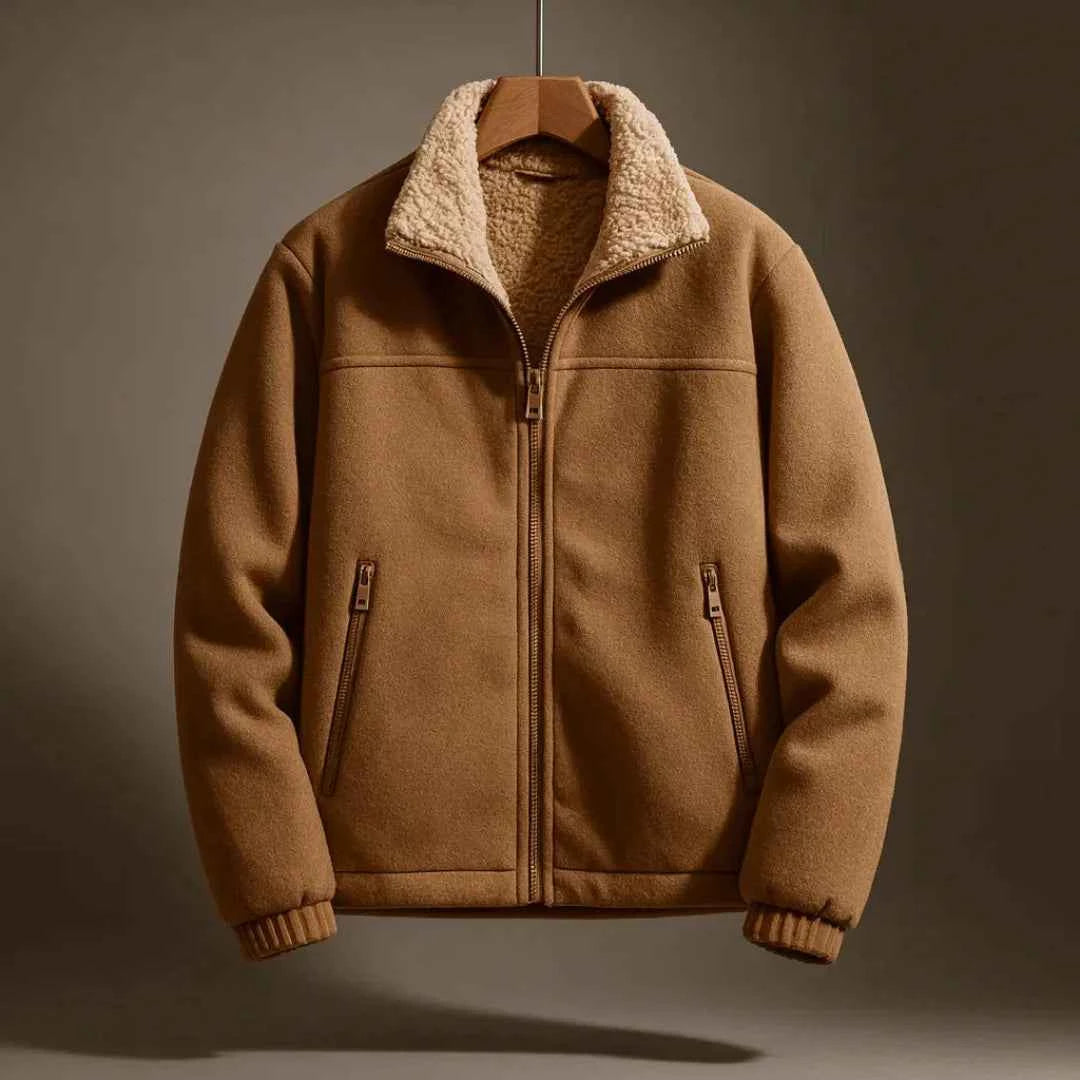 Men's Fleece-Lined Wool-Blend Jacket Tan
