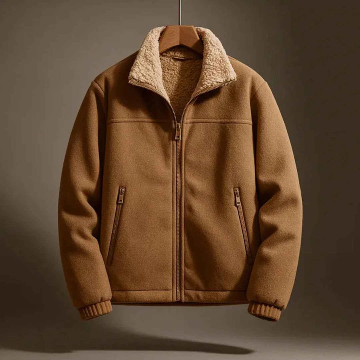 Men's Fleece-Lined Wool-Blend Jacket Tan