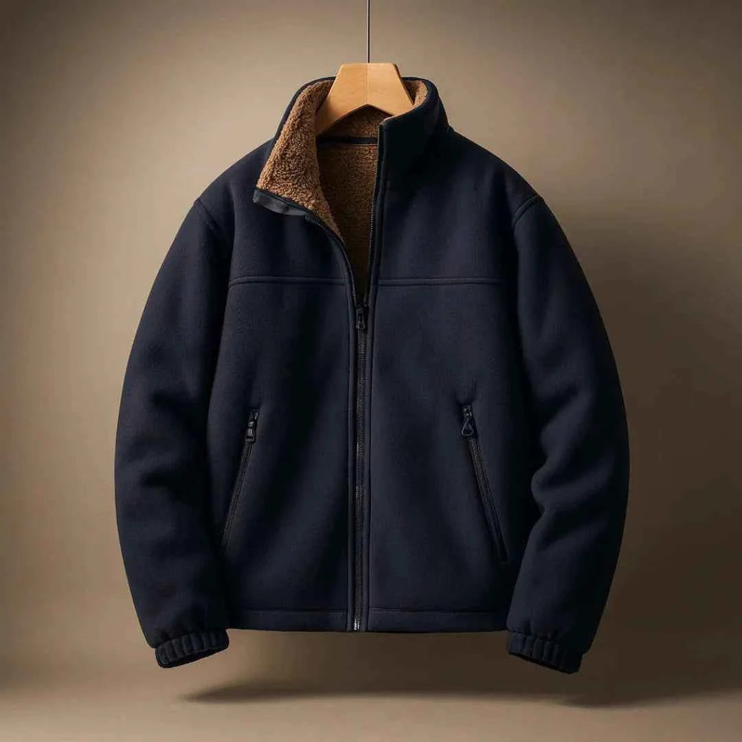 Men's Fleece-Lined Wool-Blend Jacket Blue