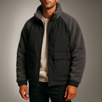 Men's Polyester Zip-front Stand Collar Jacket Winter Essential