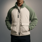 Men's Polyester Zip-front Stand Collar Jacket Winter Essential
