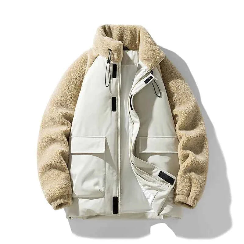 Men's Fleece-Panel Jacket Brown & White