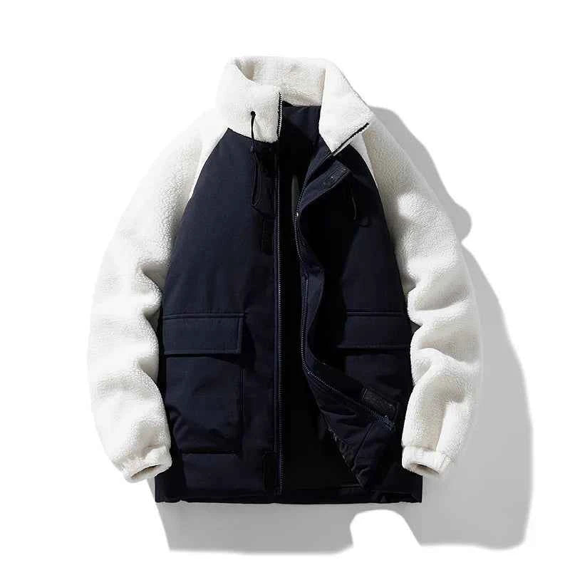 Men's Fleece-Panel Jacket White & Black