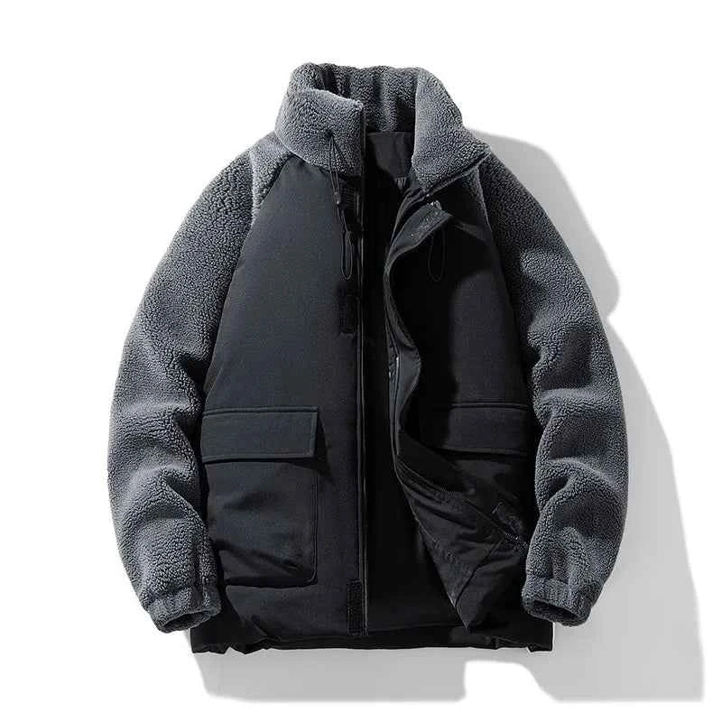 Men's Fleece-Panel Jacket Gray & Black