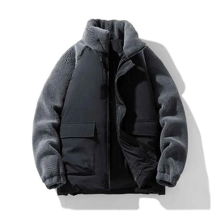 Men's Fleece-Panel Jacket Gray & Black