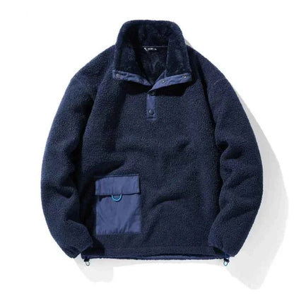 Men's Polyester Pullover Pockets Green Winter Blue Blue
