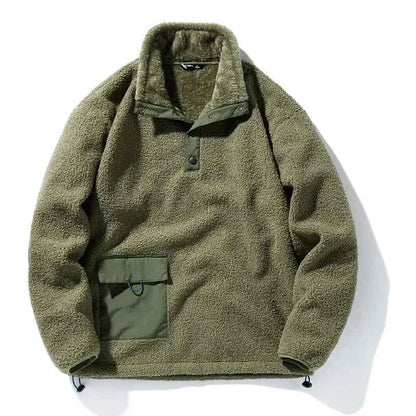 Men's Polyester Pullover Pockets Green Winter Blue Green