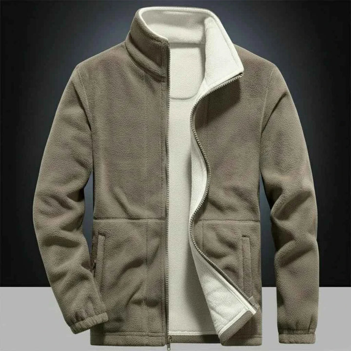 Men's Fleece Winter Jacket - Thick Double-Pocket Hiking & Ski Outerwear