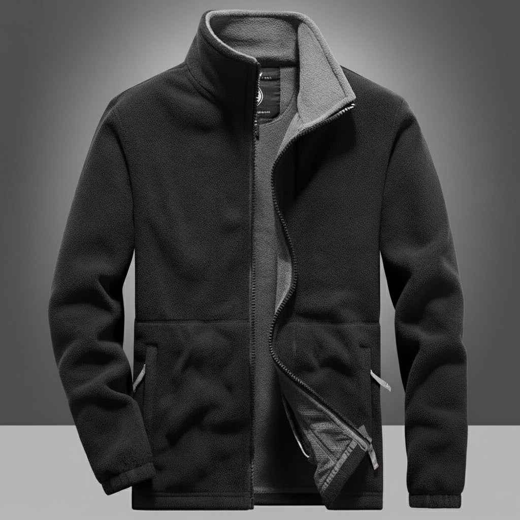 Men's Fleece Winter Jacket - Thick Double-Pocket Hiking & Ski Outerwear