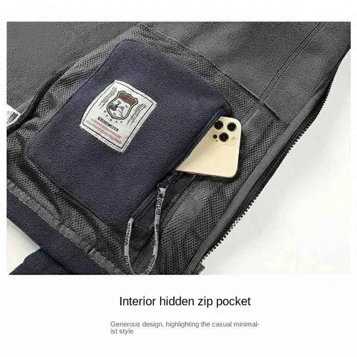 Men's Fleece Winter Jacket - Thick Double-Pocket Hiking & Ski Outerwear