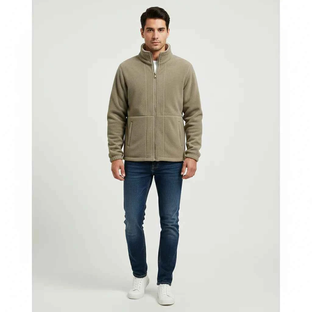 Men's Fleece Winter Jacket - Thick Double-Pocket Hiking & Ski Outerwear