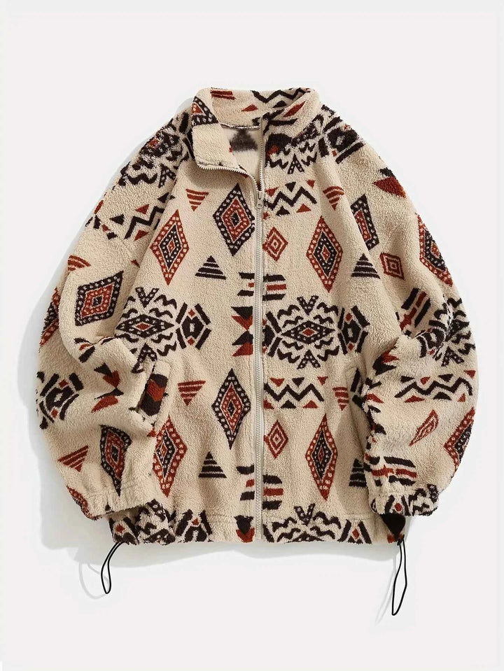 Men's Fleece Zip-Up Jacket - Cozy and Stylish Outerwear Desert