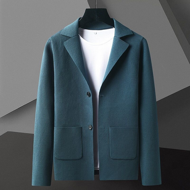 Men's Fold-Over Collar Cotton Cardigan