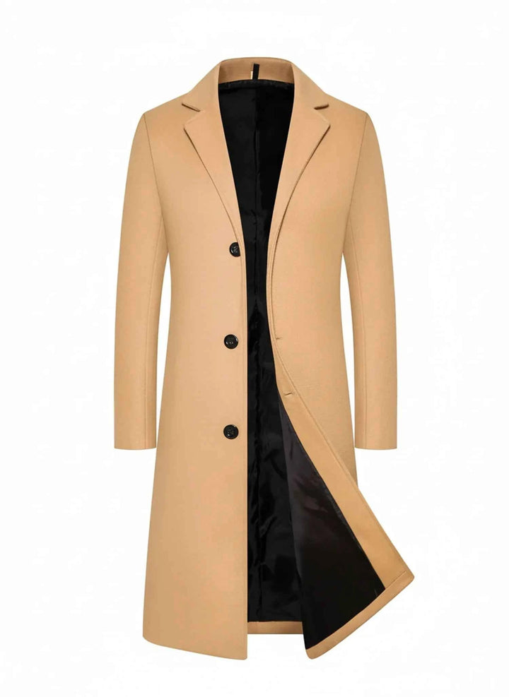 Men's Formal Classic Long Overcoat Khaki