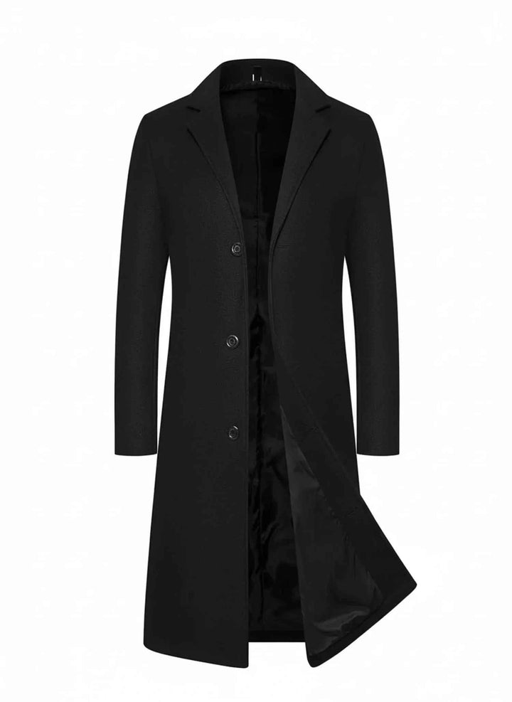 Men's Formal Classic Long Overcoat Black