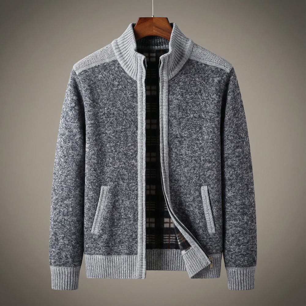 Men's Full-Zip Knit Jacket - Fairmont Style Dark Gray