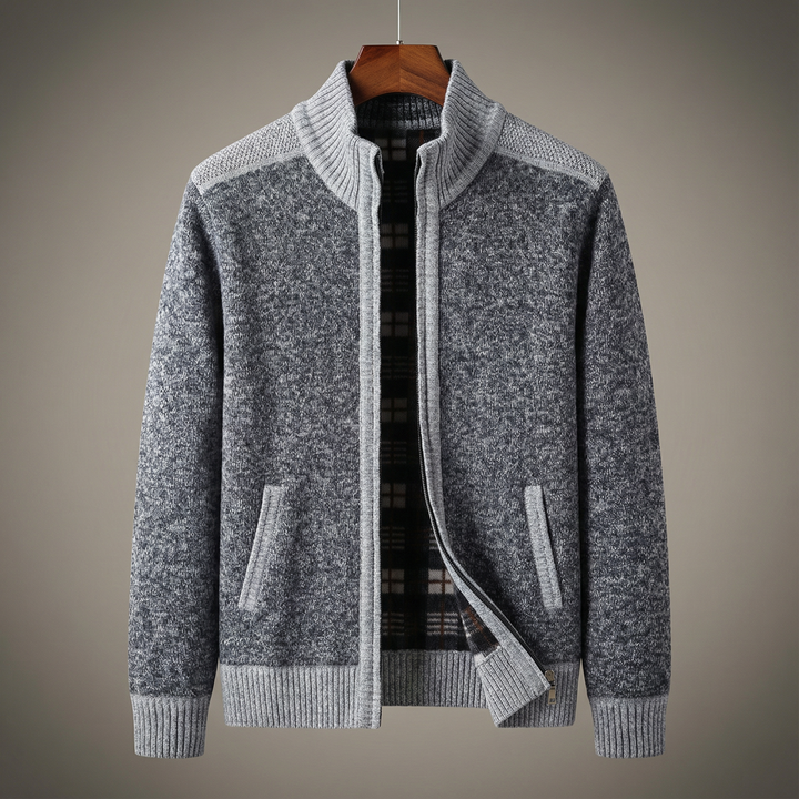 Men's Full-Zip Knit Jacket - Fairmont Style Dark Gray