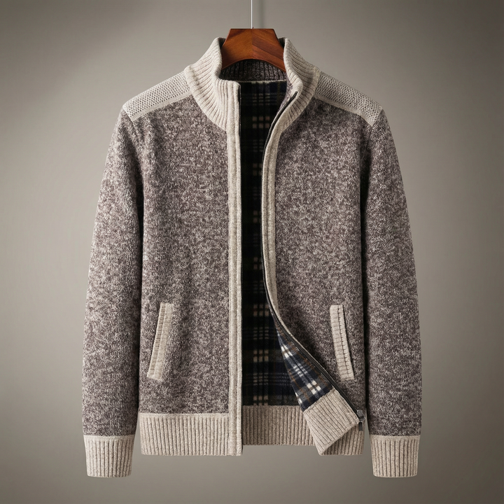 Men's Full-Zip Knit Jacket - Fairmont Style Brown