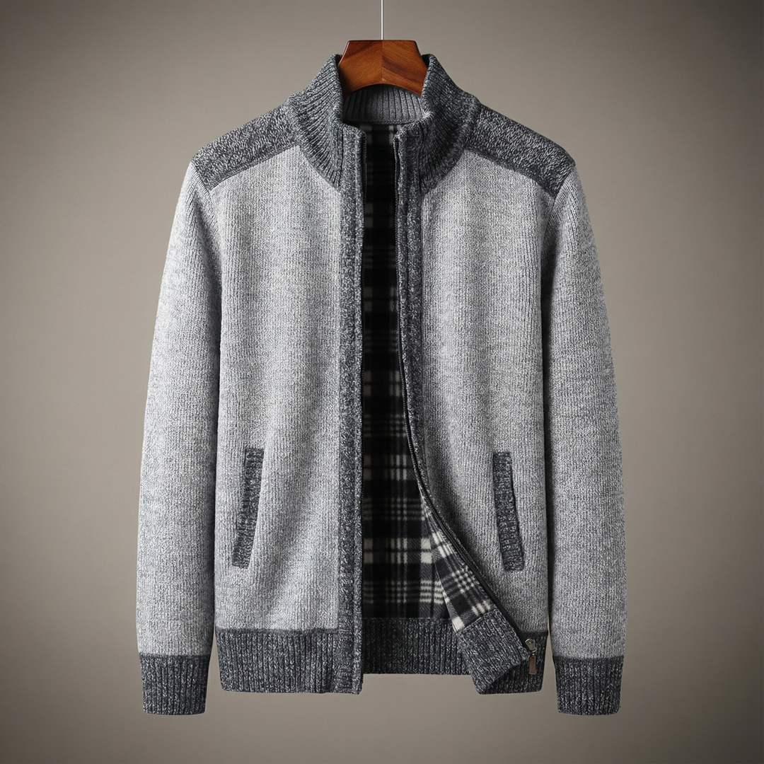 Men's Full-Zip Knit Jacket - Fairmont Style Light Gray