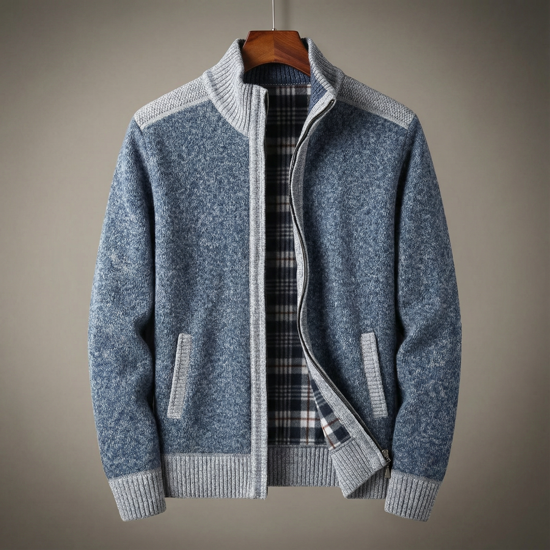 Men's Full-Zip Knit Jacket - Fairmont Style Blue