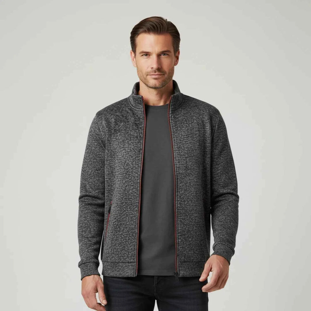 Men's Full Zip Sweater Jacket Dark Grey