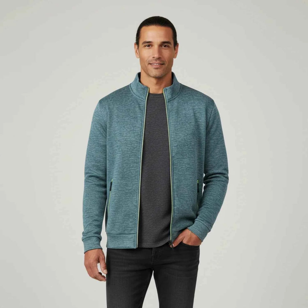 Men's Full Zip Sweater Jacket Dark Sky Blue