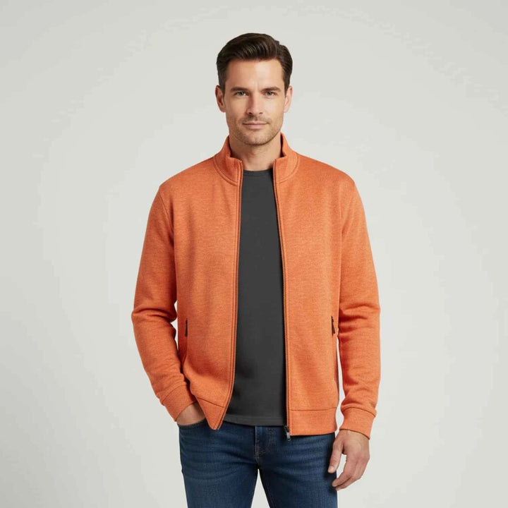 Men's Full Zip Sweater Jacket Orange