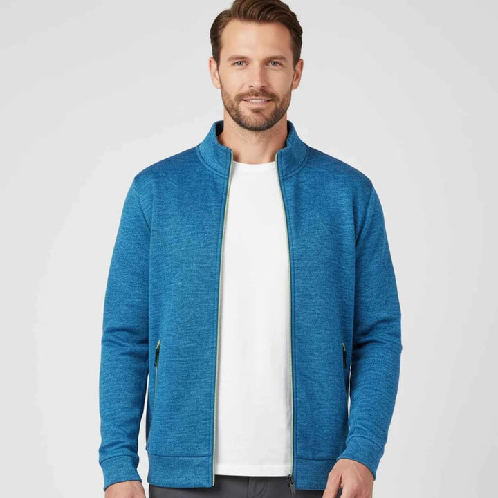 Men's Full Zip Sweater Jacket Sea Blue