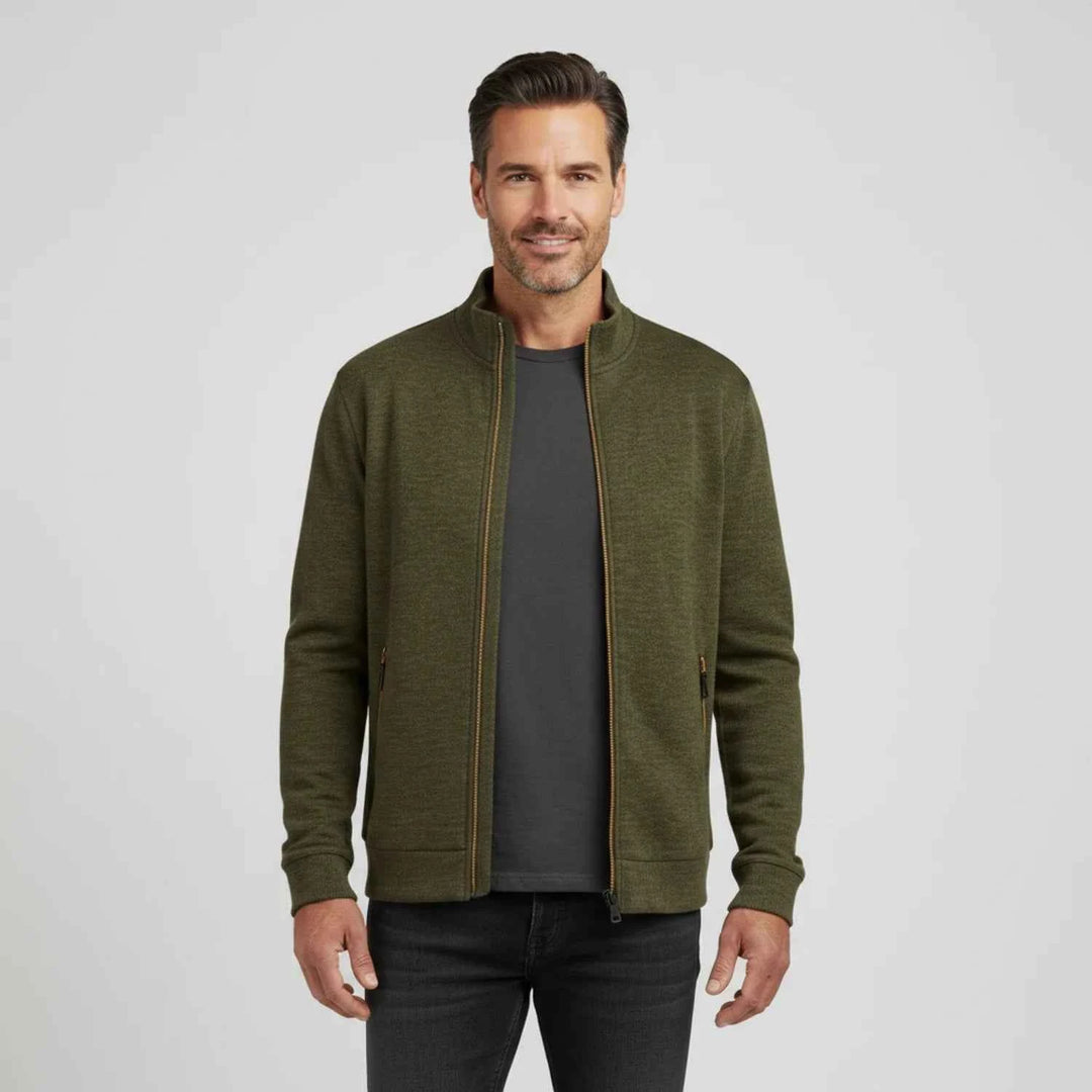Men's Full Zip Sweater Jacket Army Green