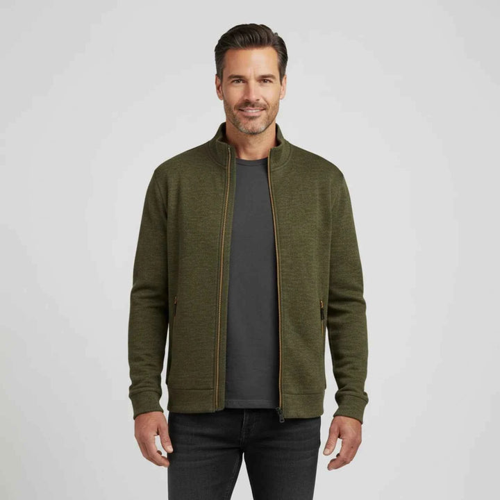 Men's Full Zip Sweater Jacket Army Green