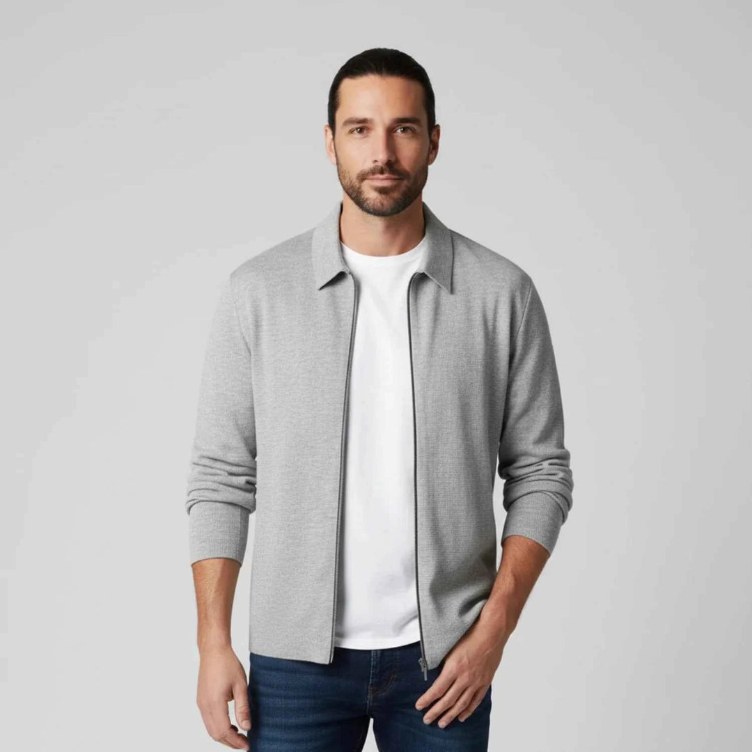 Men's Full Zip Sweater Jacket Gray