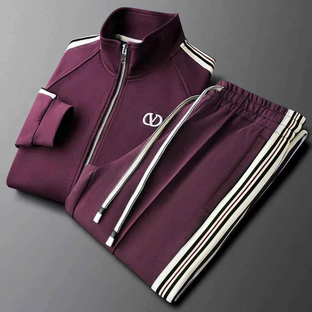Men's Full-Zip Tracksuit - Stylish Athletic Wear Purple