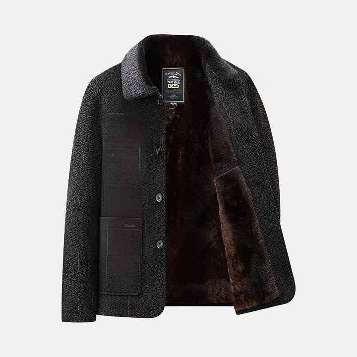 Men's Fur-Lined Oxford Jacket Dark Brown
