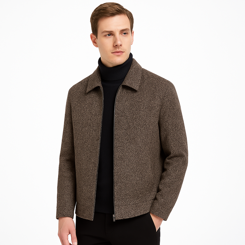Men's Griffin Collar Jacket - Stylish and Versatile Outerwear Coffee