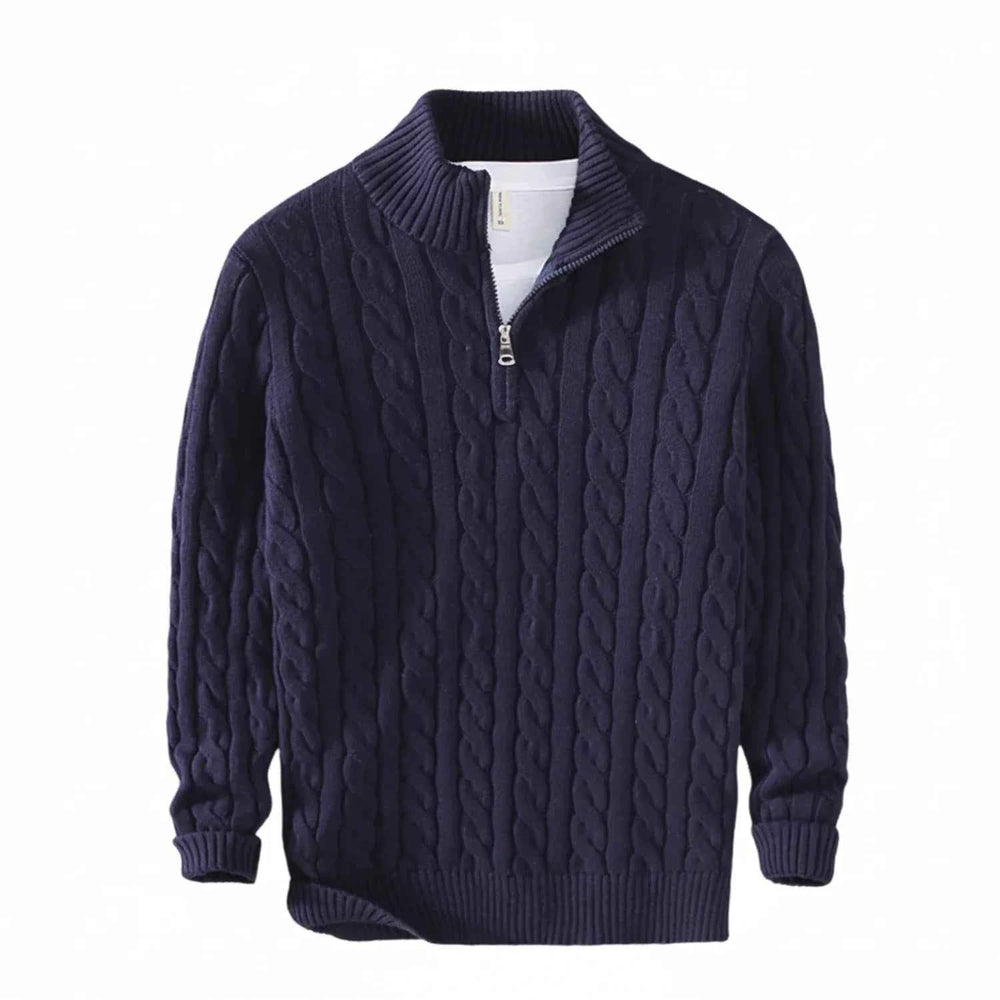 Men's Half-Zip Knit Sweater Navy Blue