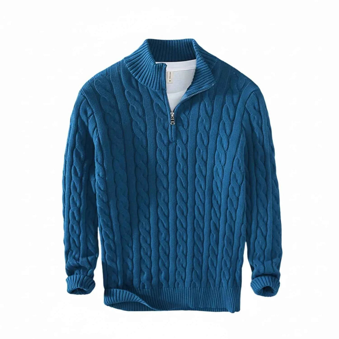 Men's Half-Zip Knit Sweater Blue