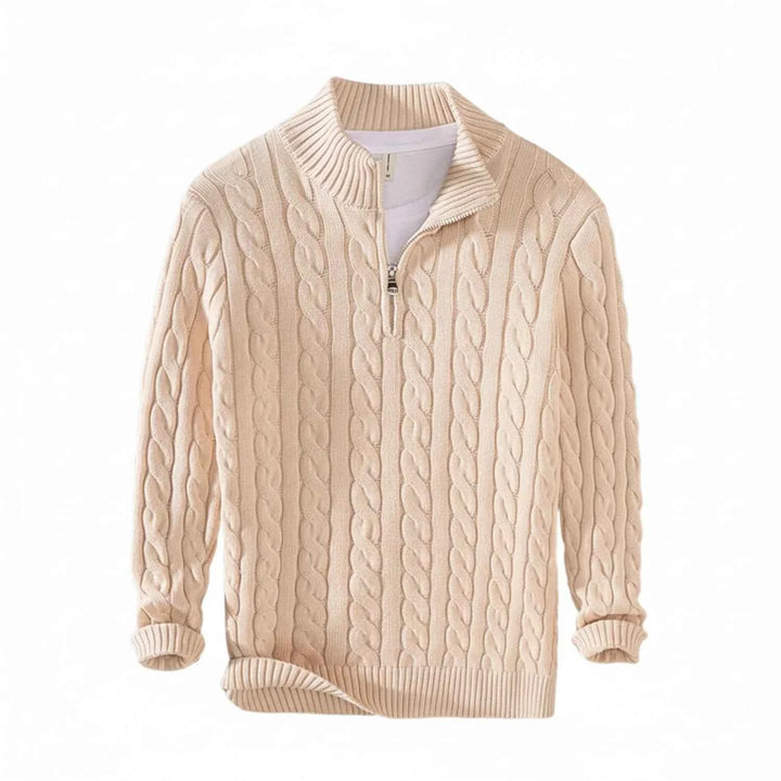 Men's Half-Zip Knit Sweater Beige