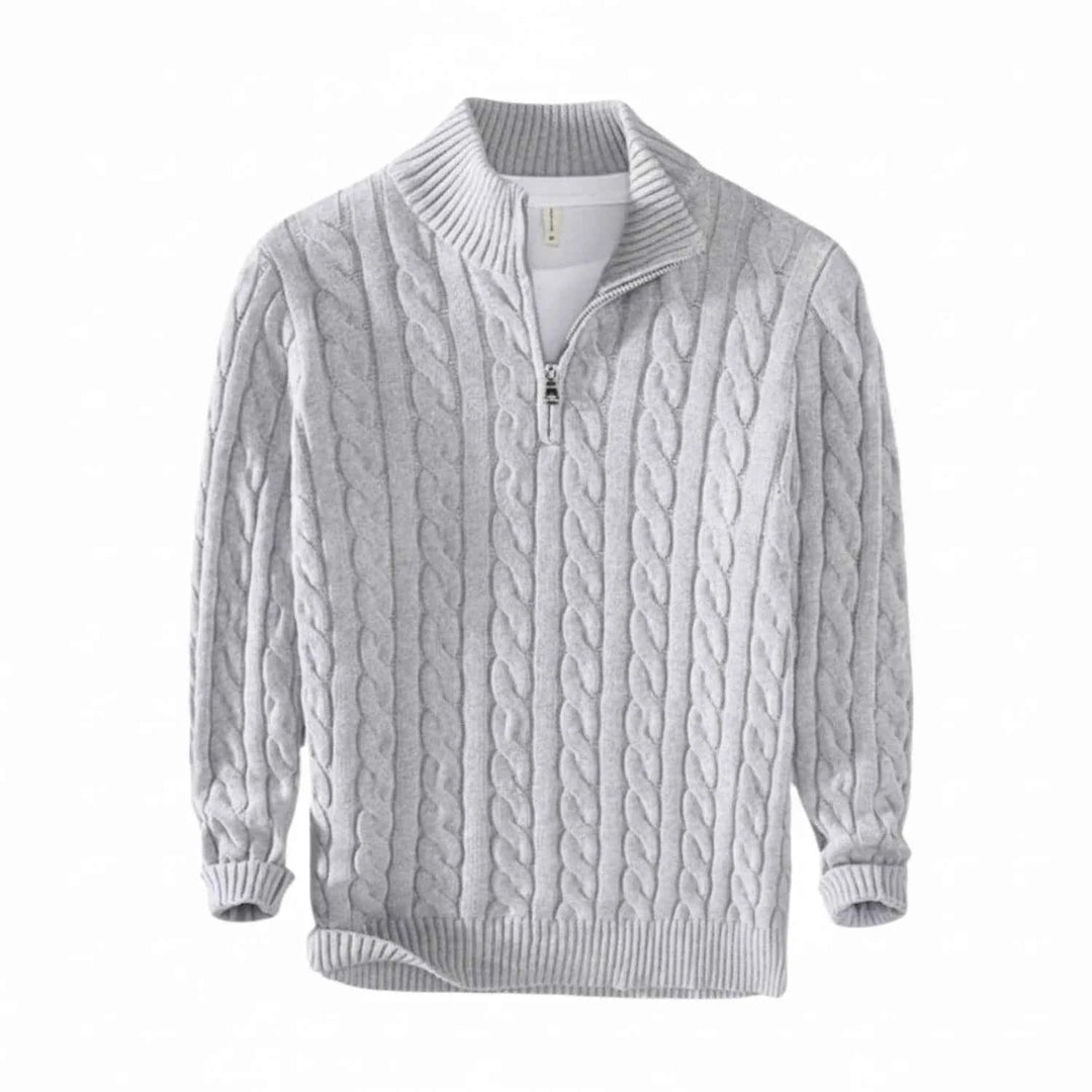 Men's Half-Zip Knit Sweater Gray