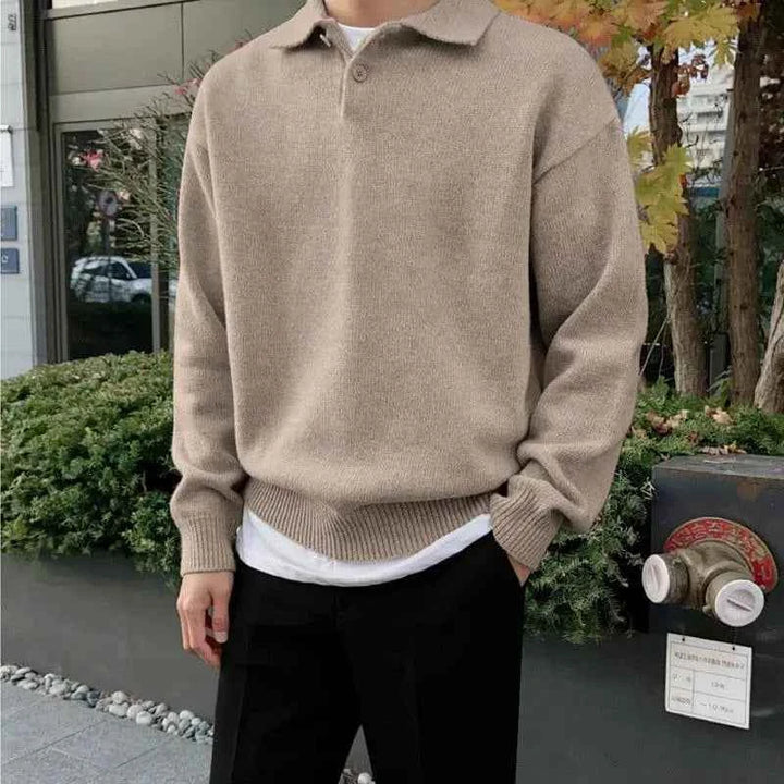 Men's Half-Zip Woolen Sweater Khaki