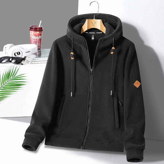 Men's Polyester Hoodie Winter Essential Knitwear Collection Black