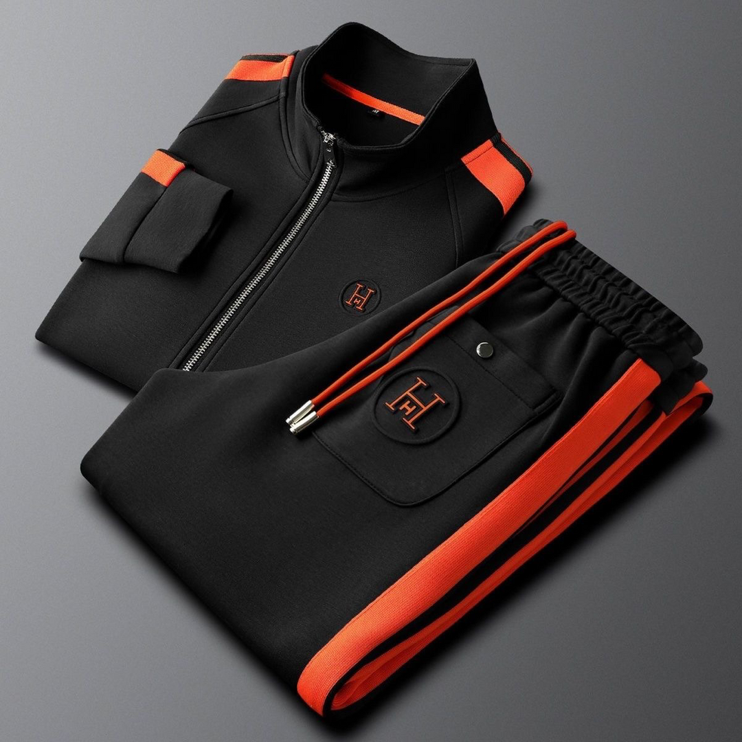 Men’s Helios Premium Tracksuit Set – Sportswear Outfit Black