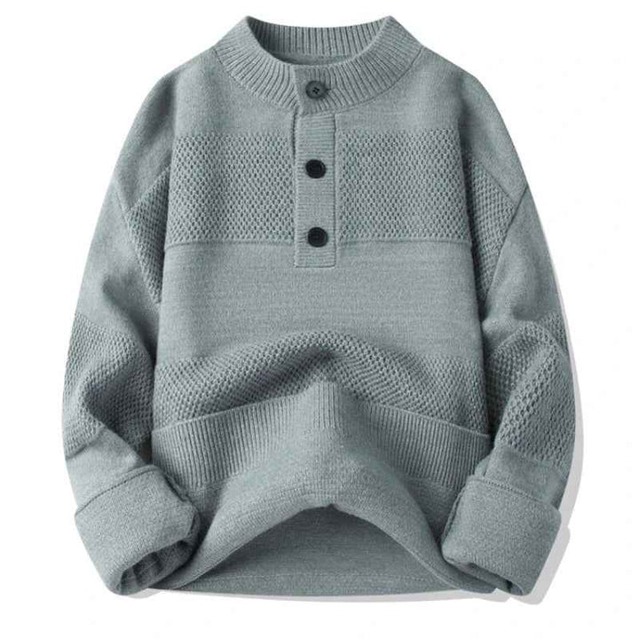 Men's Henley Pullover Sweater Blue