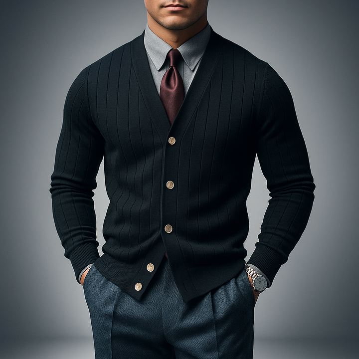 Men's Heritage Cardigan - Classic Knit Style Black