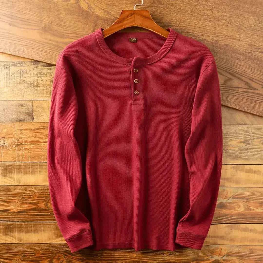 Men's Heritage Cotton Henley Shirt Red