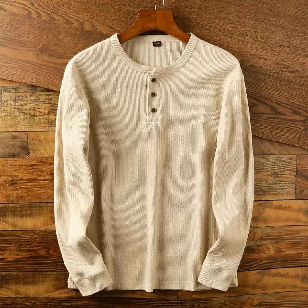 Men's Heritage Cotton Henley Shirt Beige