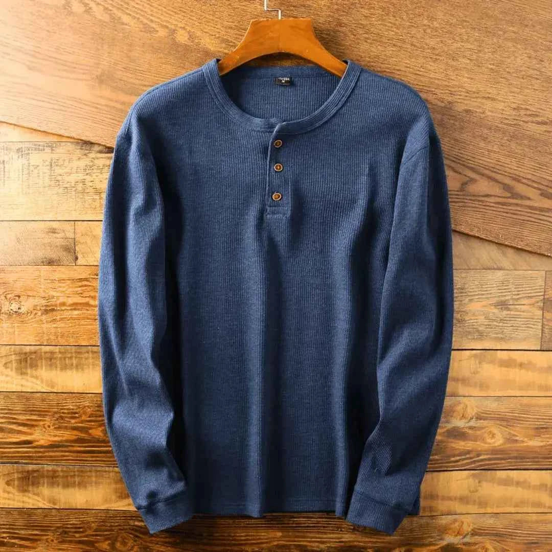 Men's Heritage Cotton Henley Shirt Blue