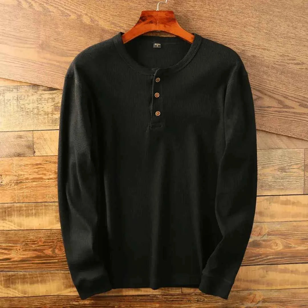 Men's Heritage Cotton Henley Shirt Black