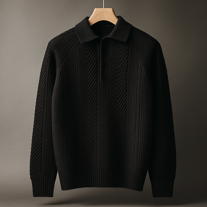Men's Herringbone Clay Polo Shirt Black